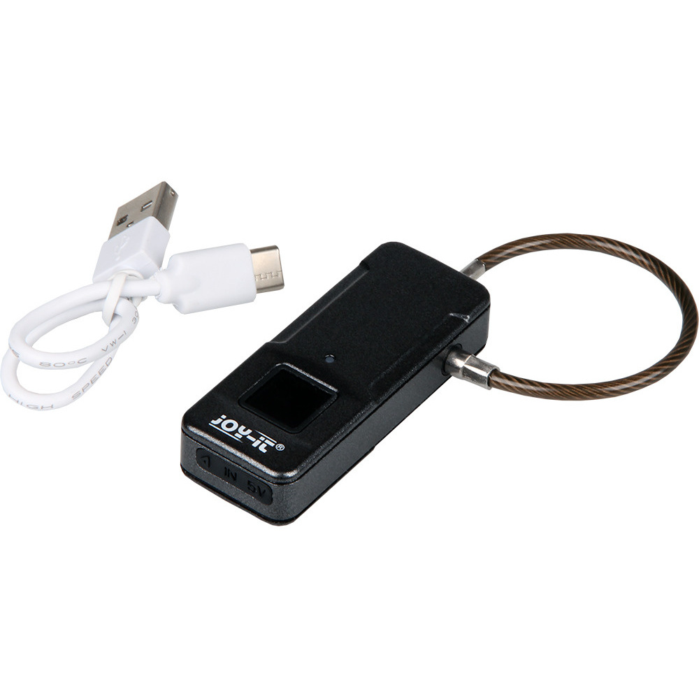 Joy-IT Kabelschloss Joy-Lock I, mit Fingerabdrucksensor, 10 Fingerabdrücke anlernbar, Akku, IP65