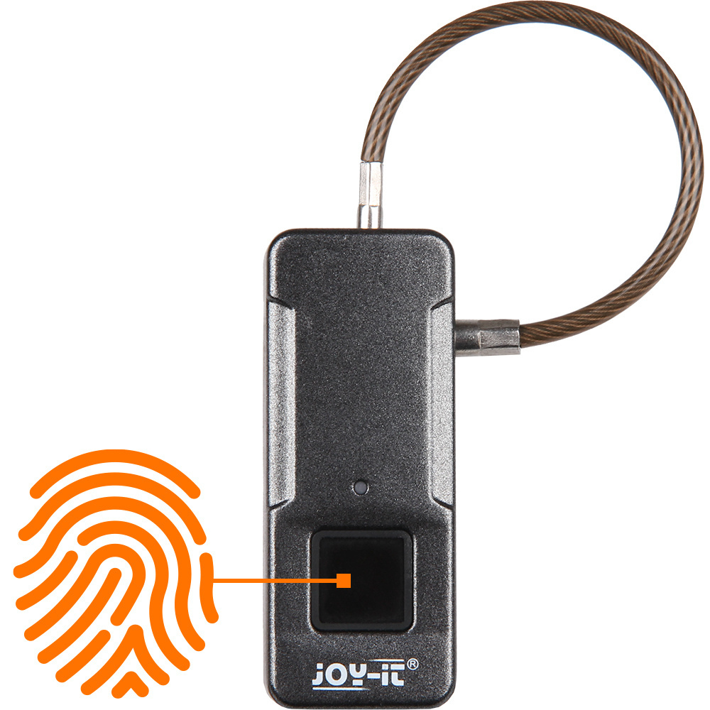 Joy-IT Kabelschloss Joy-Lock I, mit Fingerabdrucksensor, 10 Fingerabdrücke anlernbar, Akku, IP65