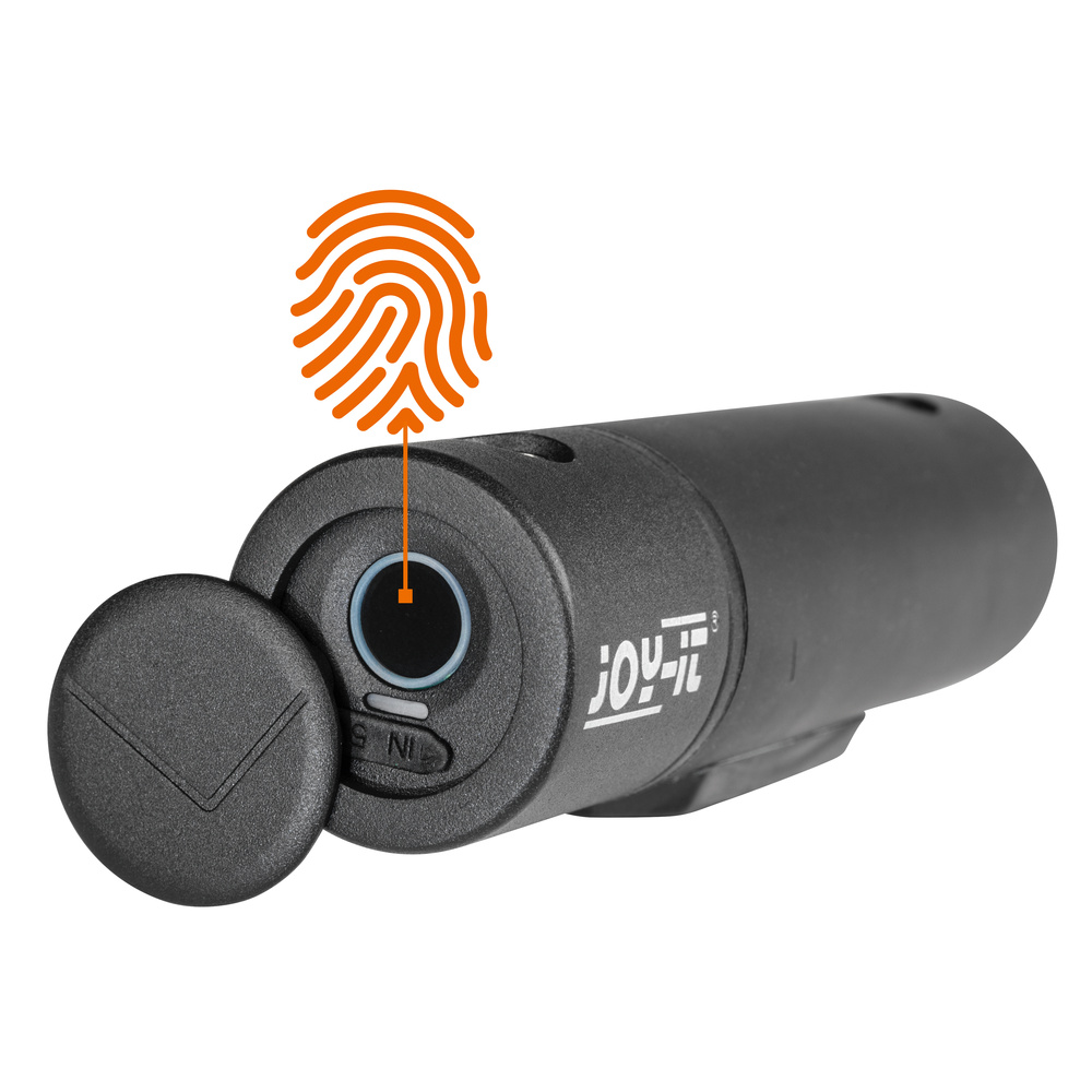 Joy-IT Bügelschloss Joy-Lock II, mit Fingerabdrucksensor, 10 Fingerabdrücke anlernbar, Akku, IP65