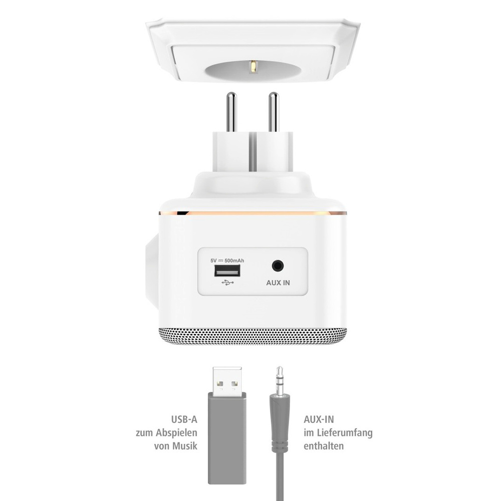 hama WiFi-Steckdosen-Radio IR40MBT-PlugIn, Internetradio, DLNA, Bluetooth, Multiroom, 3-W-RMS