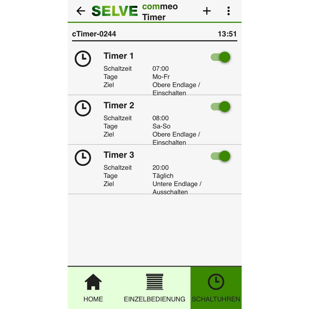 Selve Bluetooth-Rollladen-Zeitschaltuhr commeo Timer BT, kostenlose App
