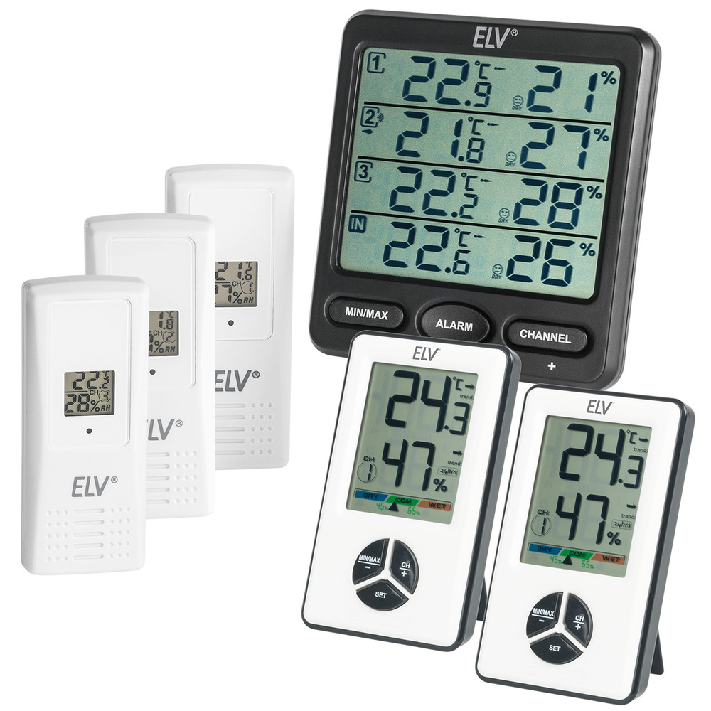 Spar-Set: Raumklimastation RS100, inkl. 5 Thermo-/Hygrosensoren (Aktion: 3 + 2)