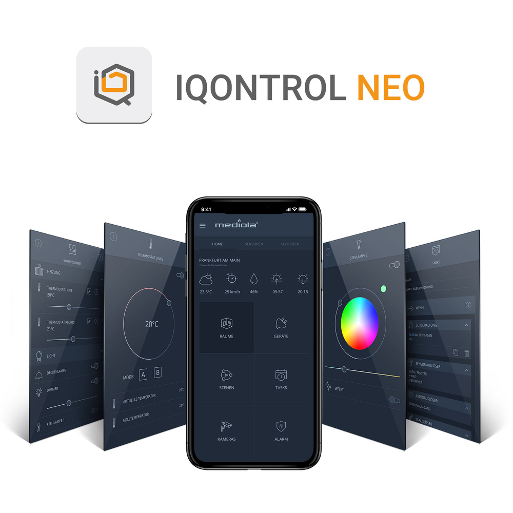 mediola AIO Gateway V6 mini, inkl. IQONTROL NEO-App für z.B. Homematic IP, Homematic und FS20