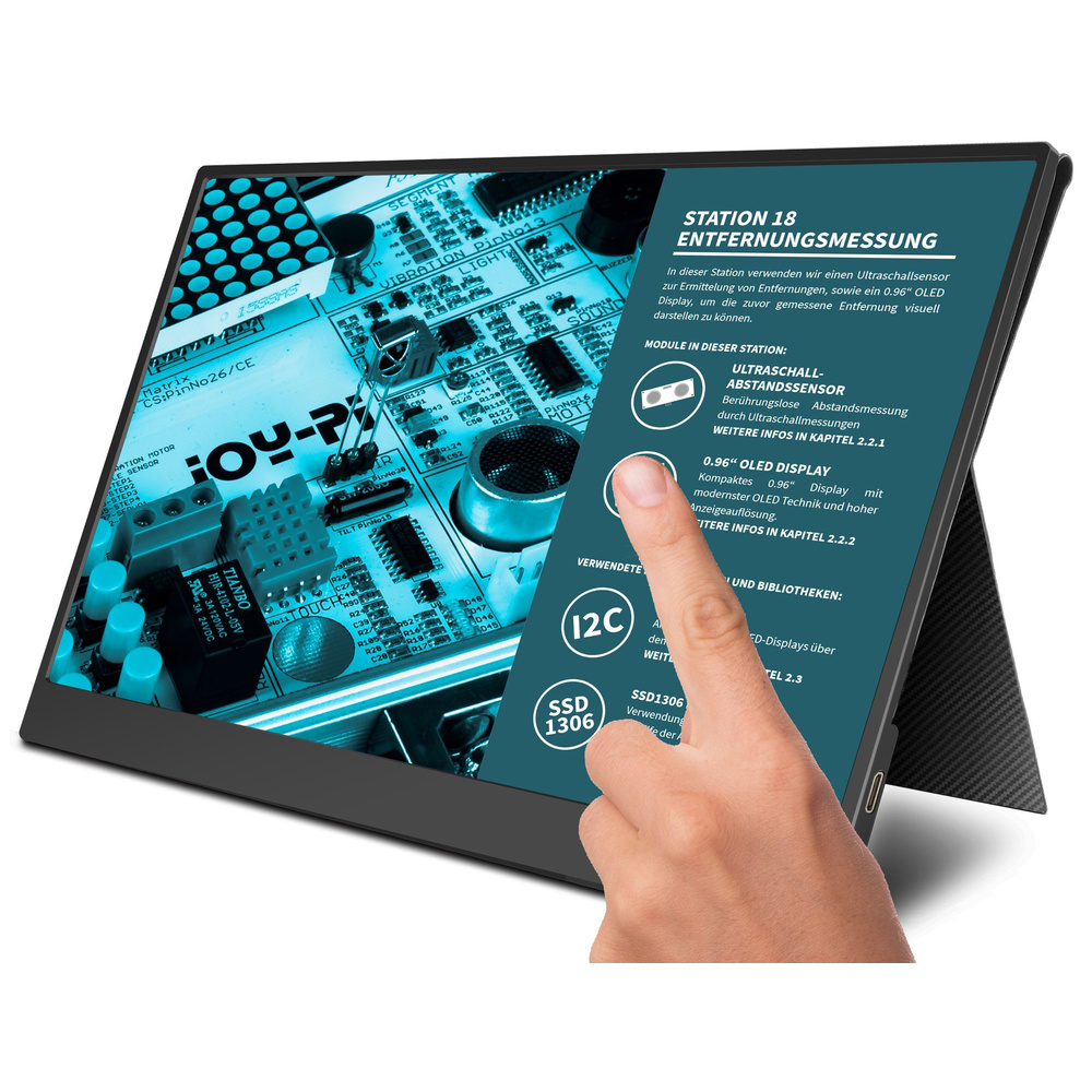 Joy-IT Tragbarer 15,6" Touchscreen-Monitor / Zweitmonitor, inkl. Smart Case Hülle