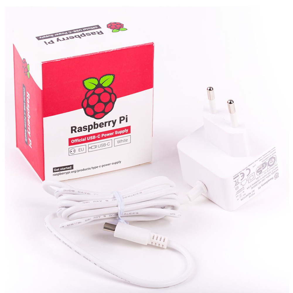 Raspberry Pi 4 USB-Netzteil Typ C, 5,1 V 3A, 1,5 m Kabel, weiß