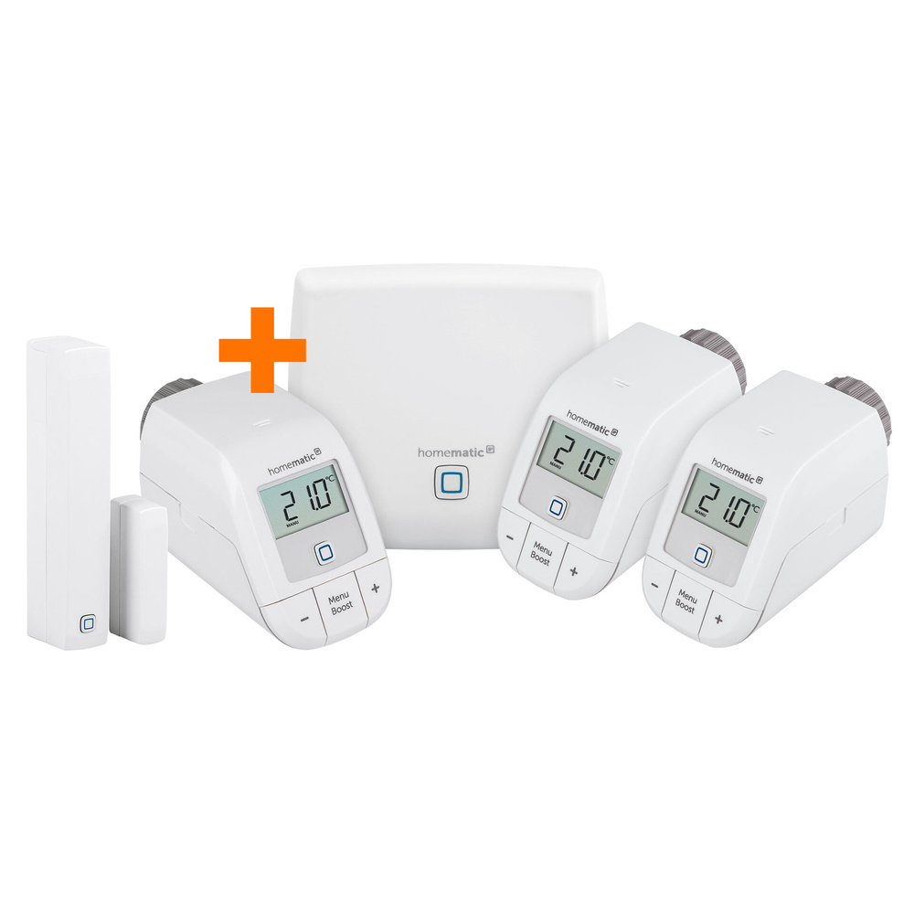 Homematic IP Starter Set Heizen mit Access Point, 3x Heizkörperthermostat und Fenster-/Türkontakt