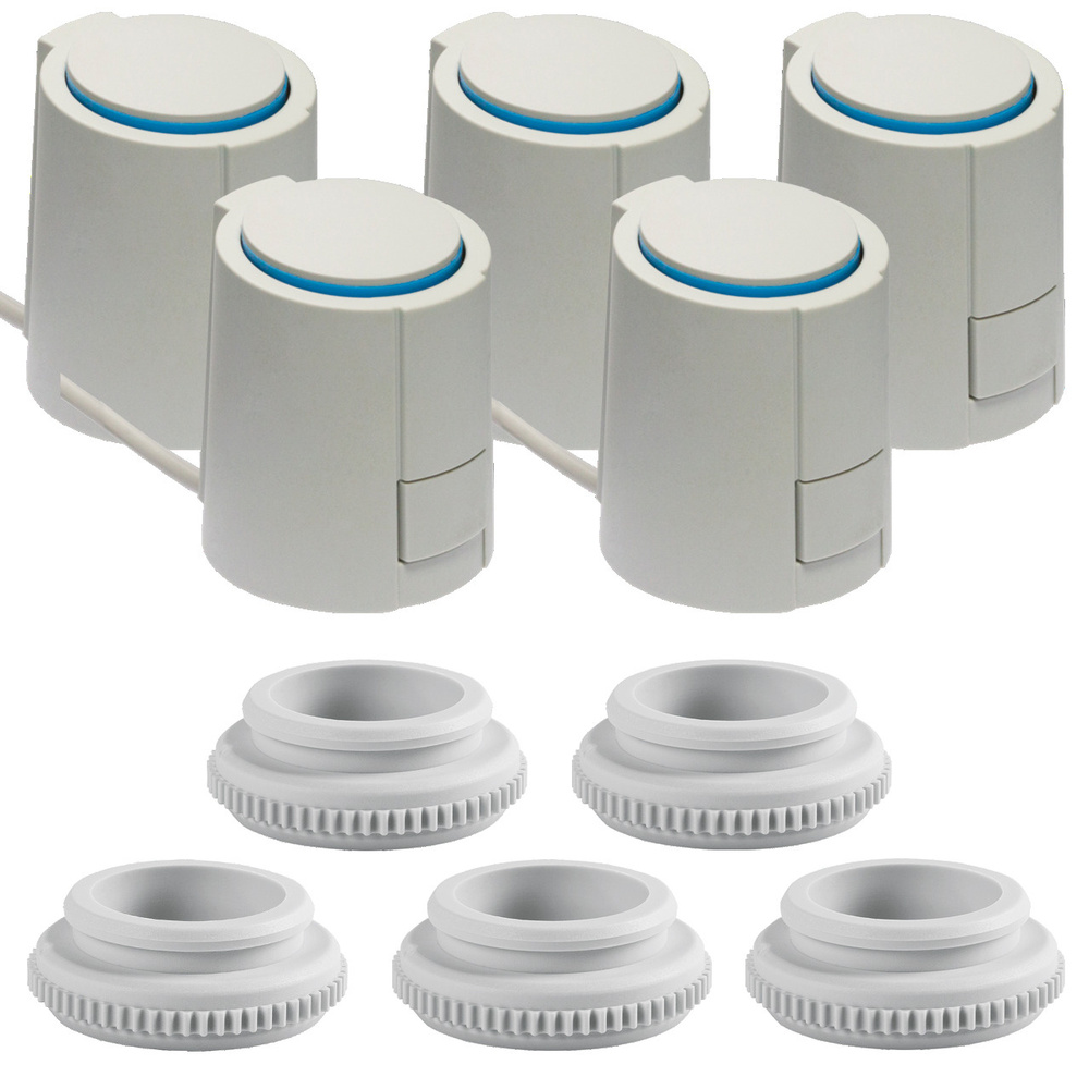 Spar-Set 5x Möhlenhoff Stellantrieb Alpha 5, 24 V, NC, inkl. 5x Adapterring VA80