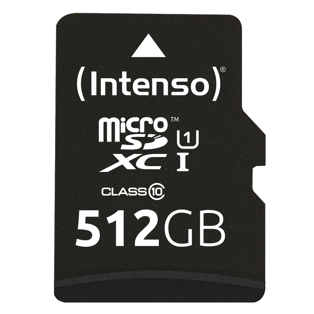 Intenso microSDXC-Karte UHS-I Premium, Class 10, mit SD-Adapter, 90 MB/s, 512 GB