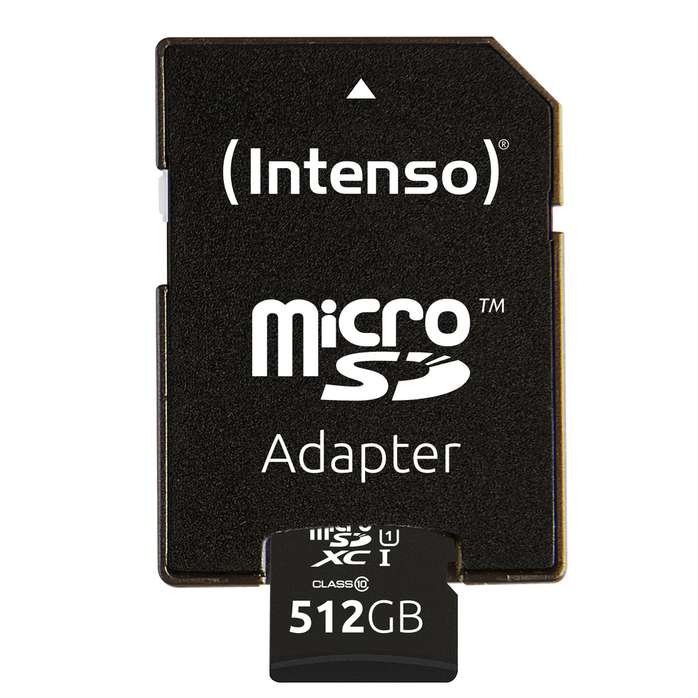 Intenso microSDXC-Karte UHS-I Premium, Class 10, mit SD-Adapter, 90 MB/s, 512 GB