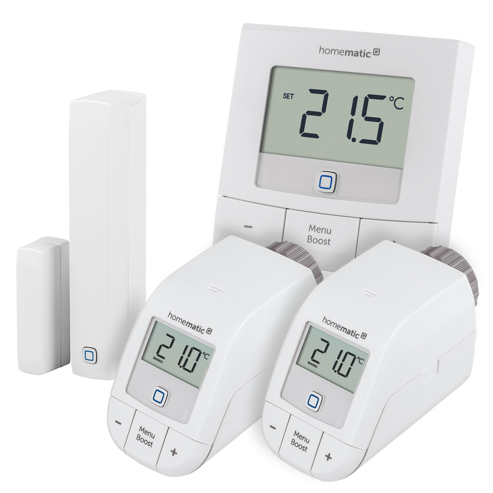 Homematic IP Set Heizen Basic S: 2x Heizkörperthermostat, 1x Wandthermostat, 1x Fenster-/Türkontakt