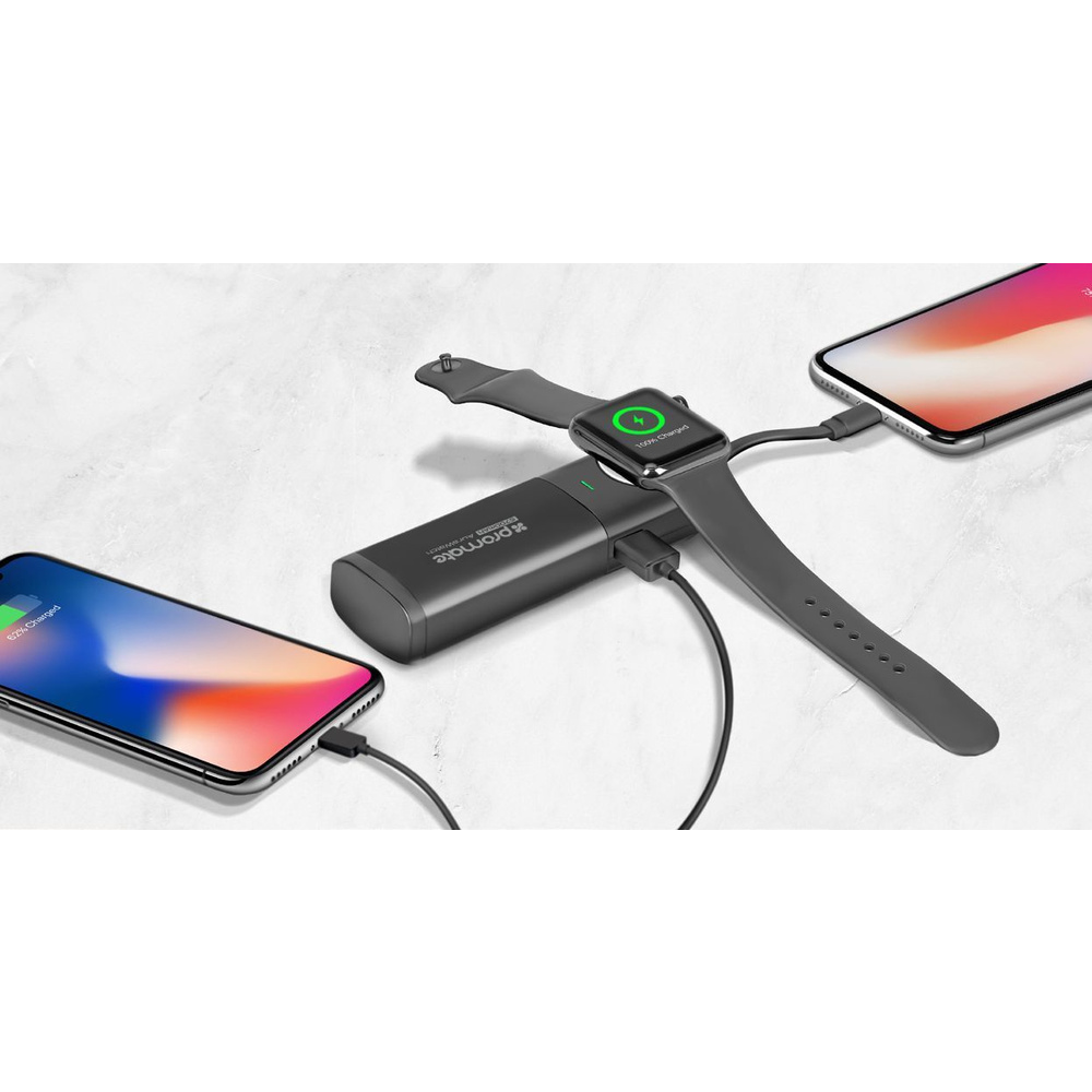 Promate 6700-mAh-Powerbank/Ladestation AuraWatch, mit Induktionsladefläche für die Apple Watch, MFi