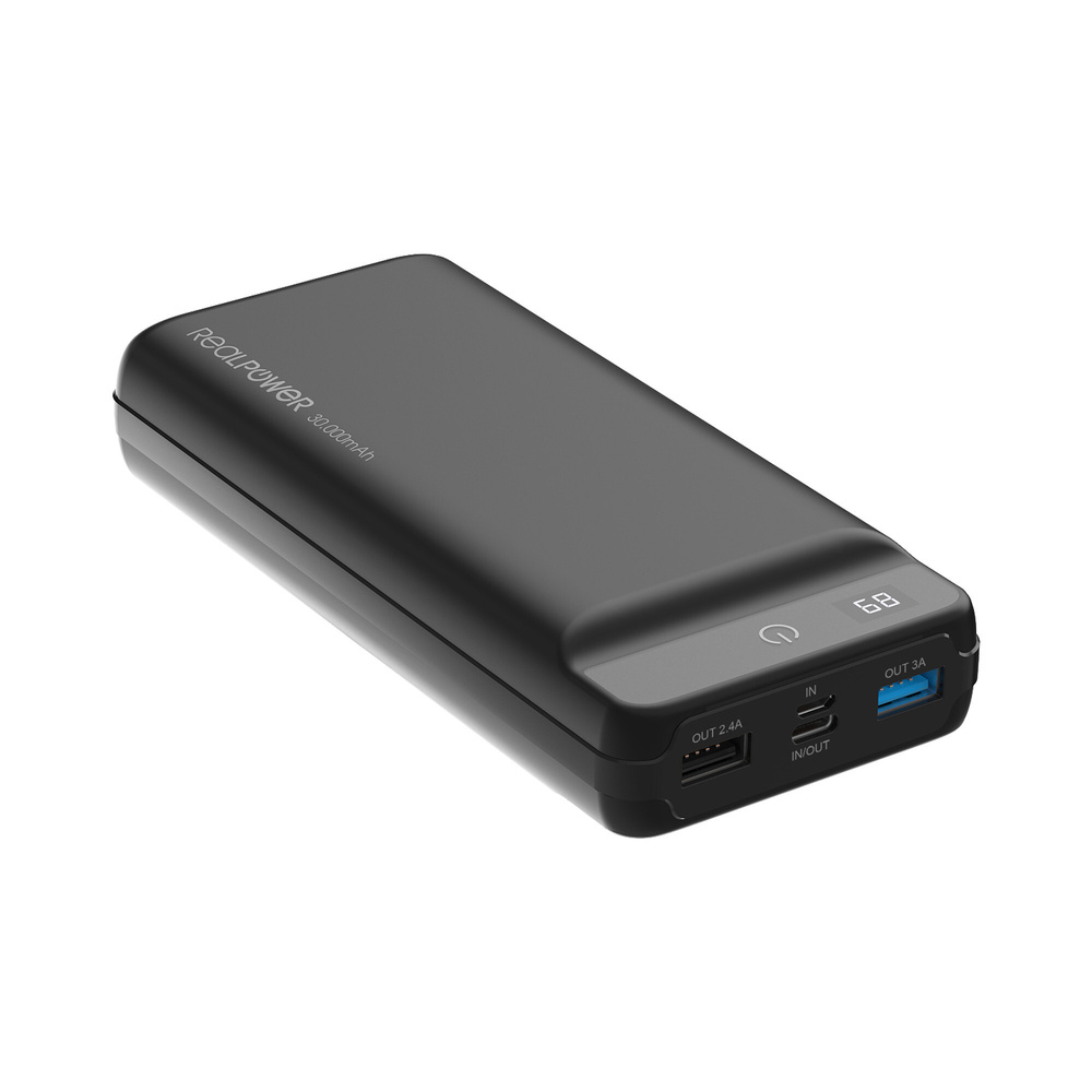 RealPower Powerbank PB-30k PD mit 30.000 mAh und Power Delivery zum Aufladen mobiler Endgeräte