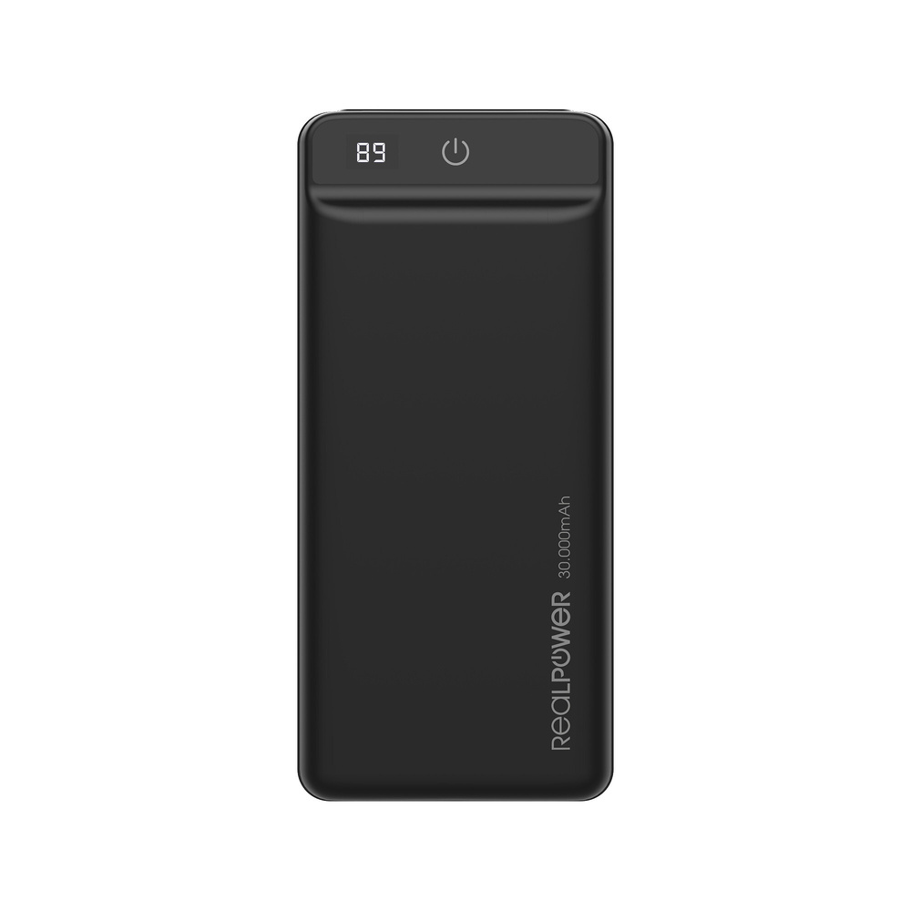 RealPower Powerbank PB-30k PD mit 30.000 mAh und Power Delivery zum Aufladen mobiler Endgeräte