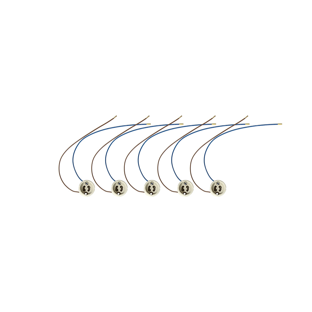 HEITRONIC 5er-Pack Keramikfassung GU10/GZ10, mit 140mm Anschlussleitung & wahlweiser Kabelführung