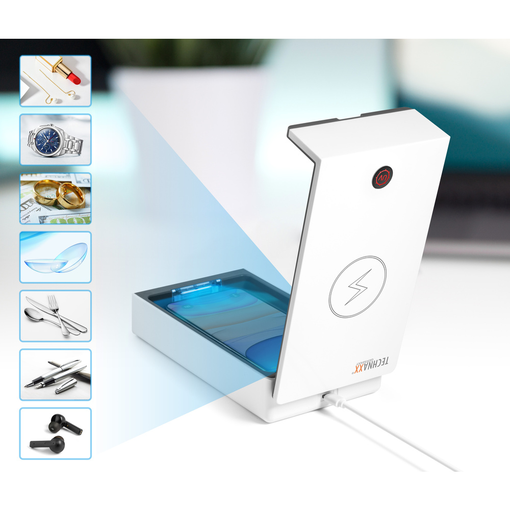 Technaxx UV-C-Desinfektionsbox TX-148, mit integrierter Induktions-Ladefläche