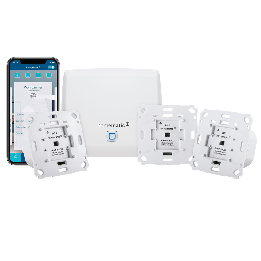 Homematic IP Set Beschattung Plus mit Access Point und 3x Rollladenaktor für Markenschalter