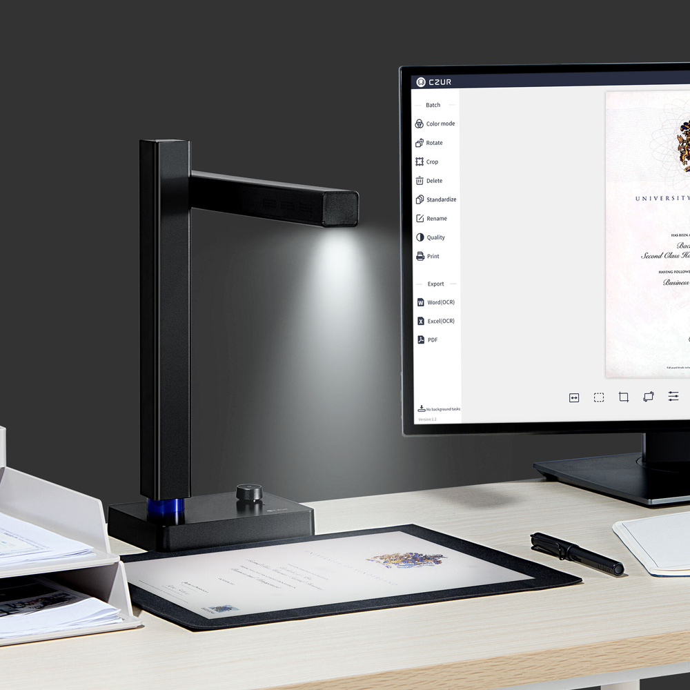 CZUR Magazin-, Buch-, Dokumentenscanner SHINE 500 Pro, 5 MP, OCR-Texterkennung (187 Sprachen)