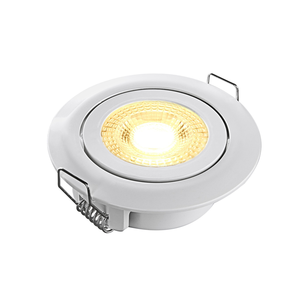HEITRONIC 5-W-LED-Einbaustrahler DL7202, rund, schwenkbar, weiß, dimmbar per Lichtschalter, IP20