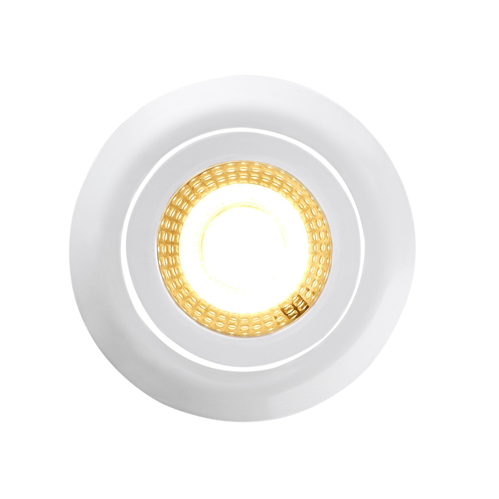 HEITRONIC 5-W-LED-Einbaustrahler DL7202, rund, schwenkbar, weiß, dimmbar per Lichtschalter, IP20