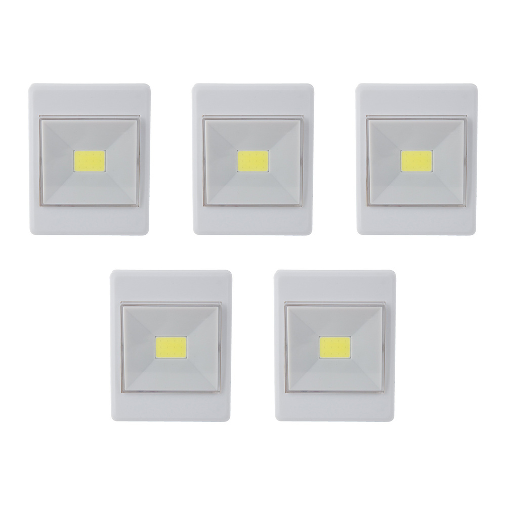 HEITRONIC 5er-Spar-Set LED-Orientierungslicht, 150 lm, Batteriebetrieb, mit Schalter, warmweiß, IP20