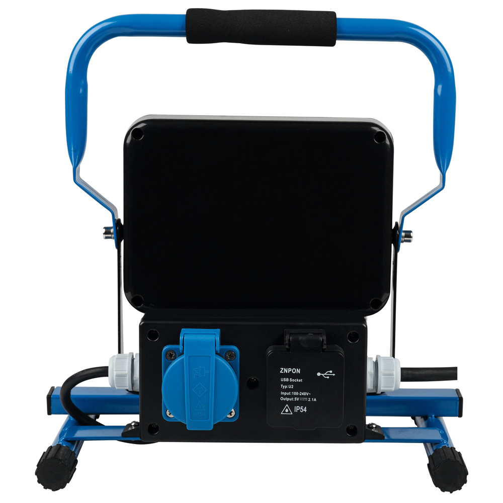 HEITRONIC 30-W-LED-Strahler NORWICH, integrierte Schutzkontaktsteckdose und 2 USB-Ladeports, IP44
