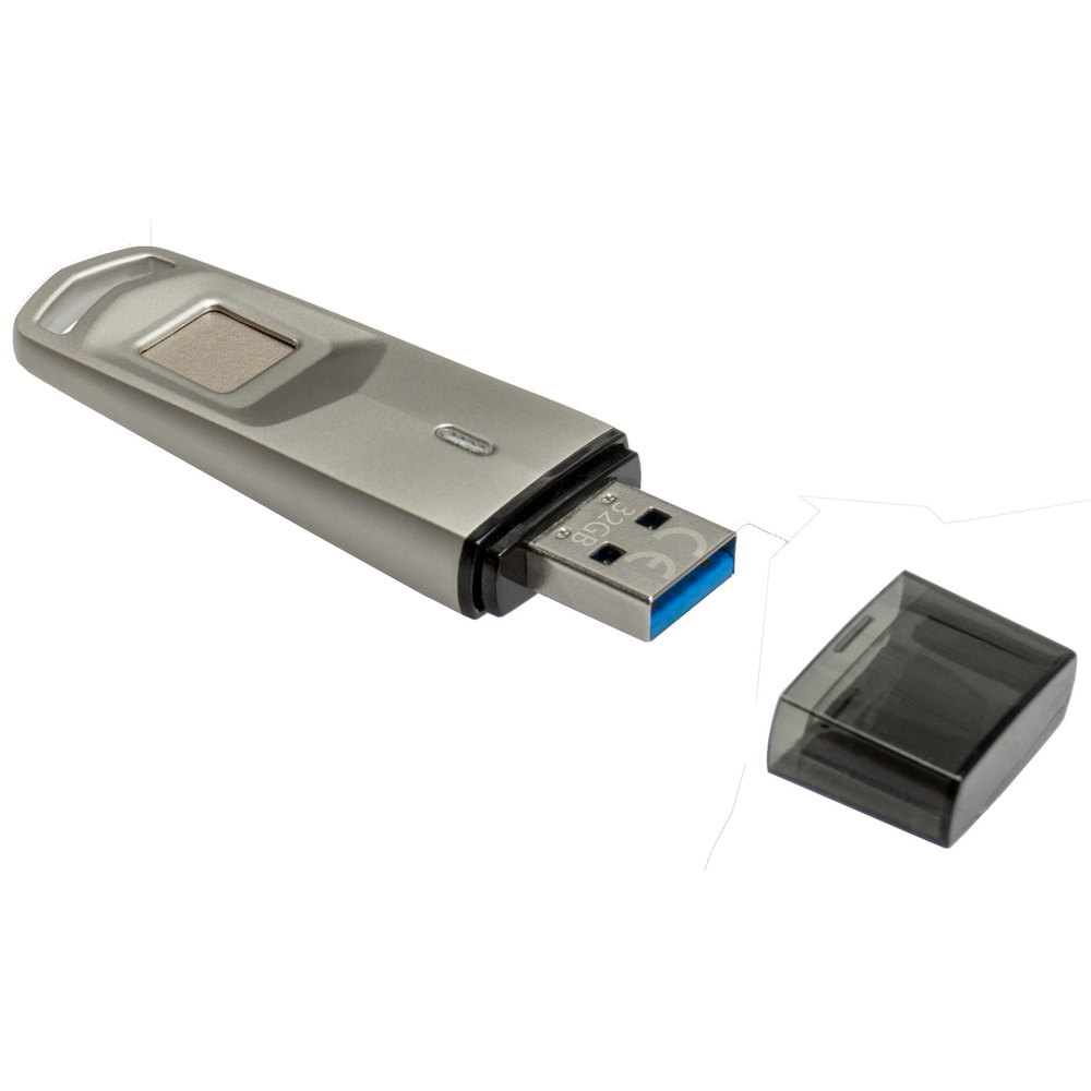 FeinTech USB-Stick mit Fingerabdrucksensor, USB 3.1, AES-256-Verschlüsselung, 32 GB