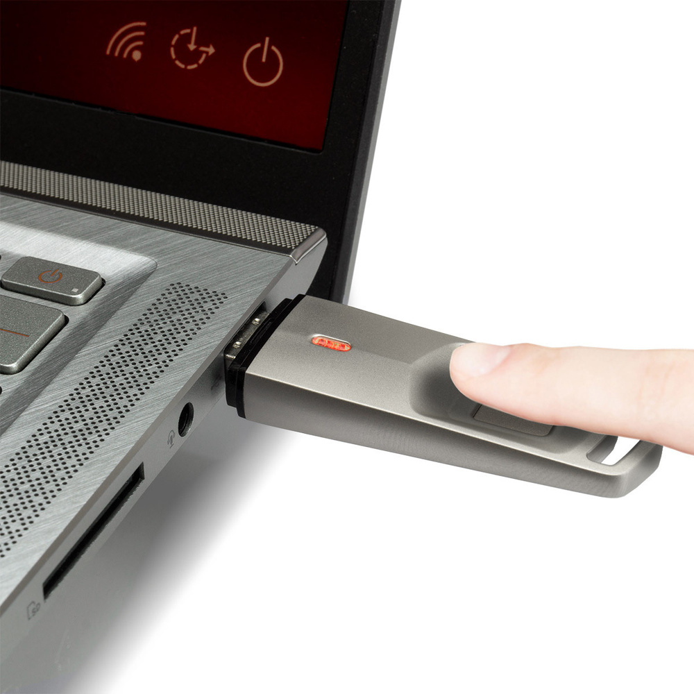 FeinTech USB-Stick mit Fingerabdrucksensor, USB 3.1, AES-256-Verschlüsselung, 32 GB