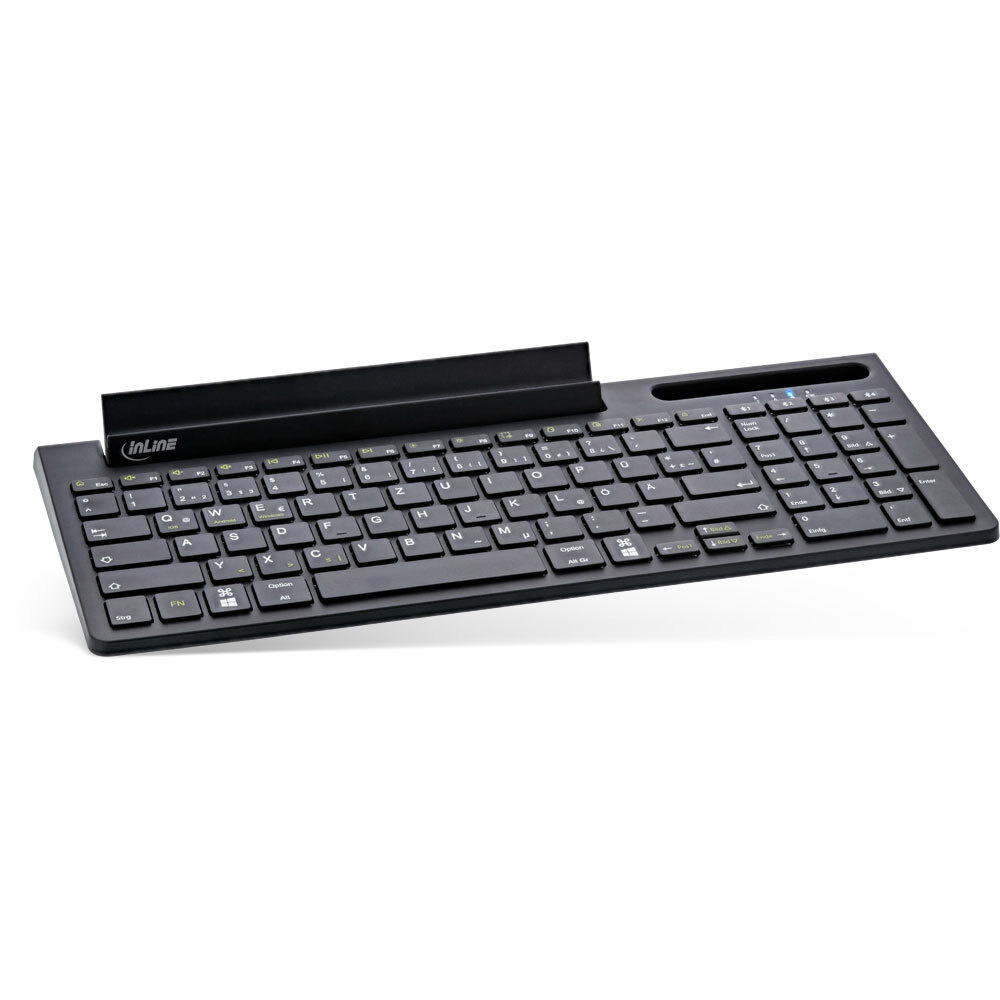 InLine 4-in-1-Tastatur, Bluetooth, mit Nummernpad, Aluminium, schwarz