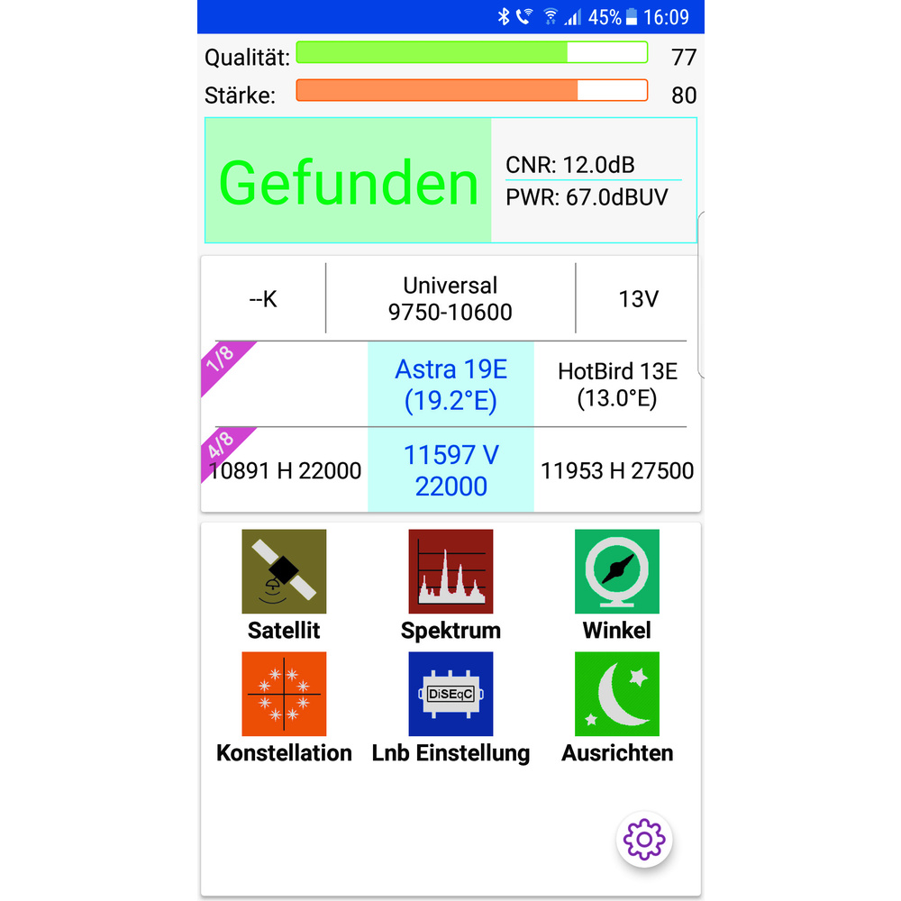 Megasat Satfinder / Sat-Messgerät HD 1 Smart, DVB-S/S2, mit Smartphone-Anbindung, inkl. Powerbank