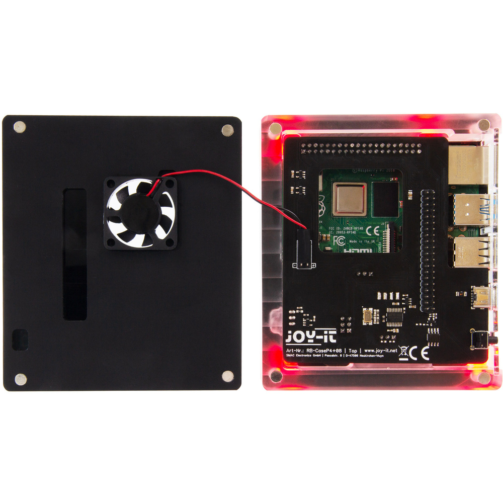 Joy-IT Multimediagehäuse für Raspberry Pi 4, alle Anschlüsse von hinten erreichbar