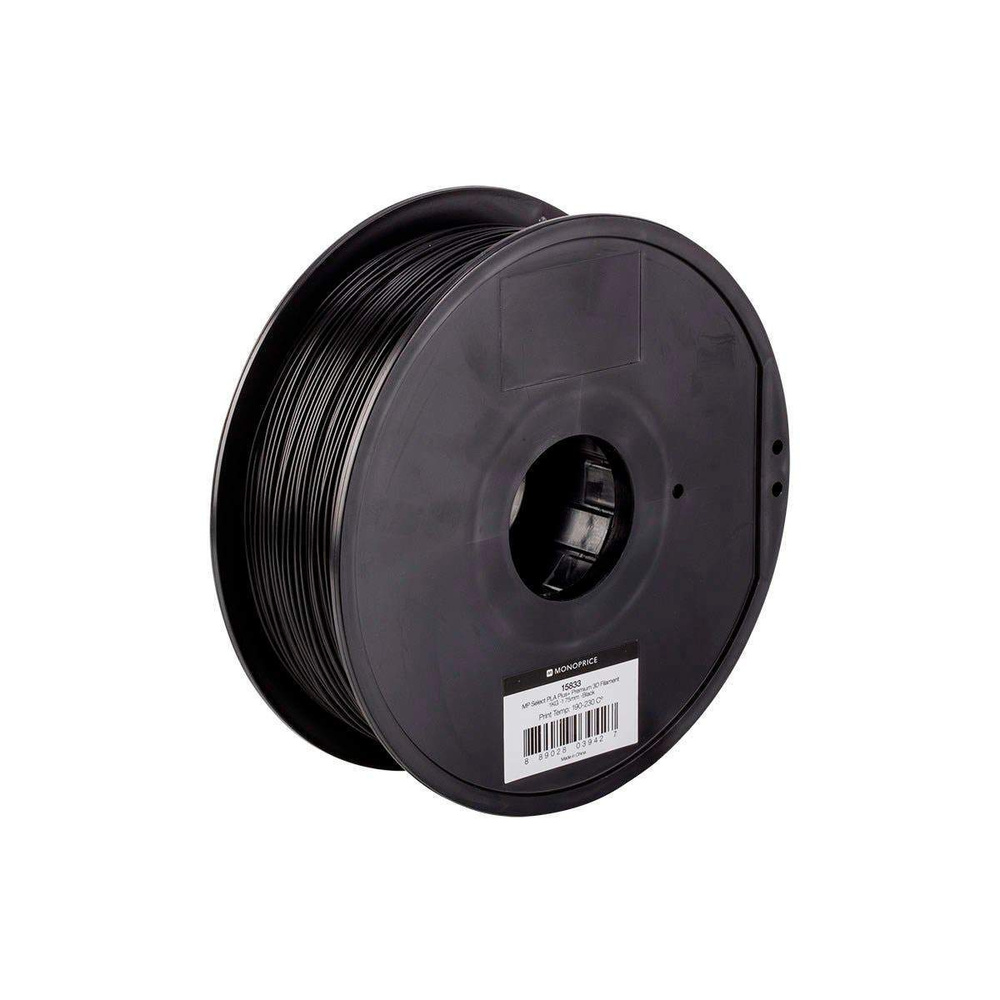 Monoprice 3D-Drucker Filament PLA+, schwarz, 1,75 mm, 1 kg