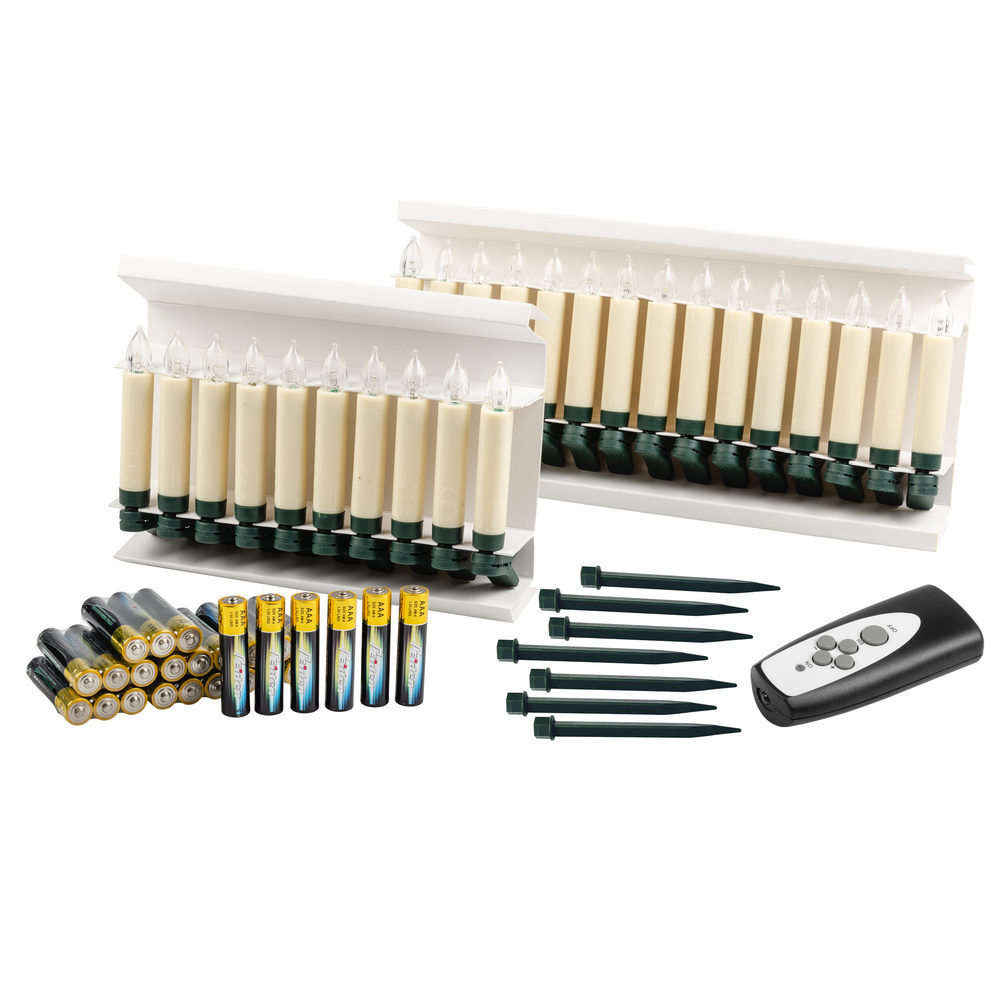 Innocom 25er-Set Kabellose Mini-LED-Baumkerzen, inkl. Batterien und IR-Fernbedienung, dimmbar