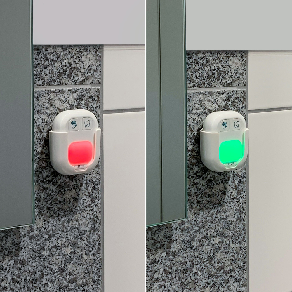 TFA Batteriebetriebener Timer für das Händewaschen und Zähneputzen, mit visueller Anzeige (rot/grün)