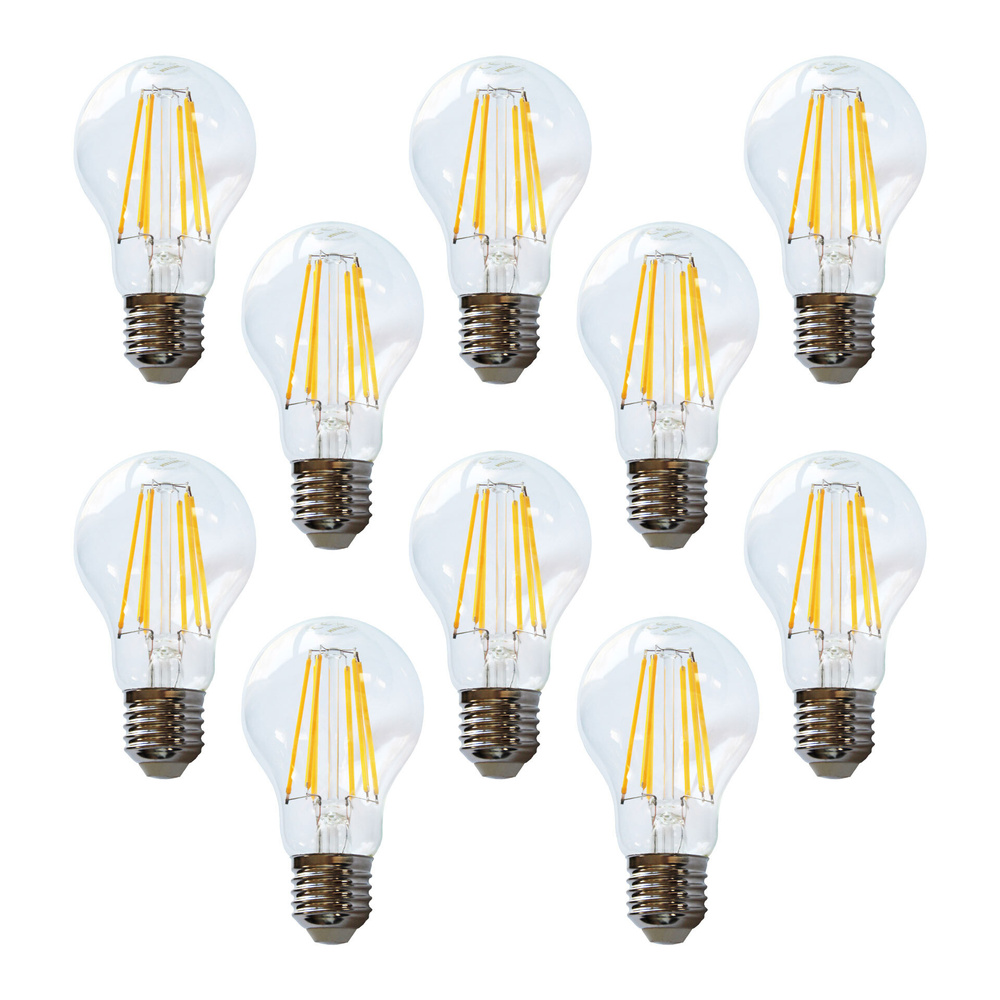 HEITEC 10er-Spar-Set 12-W-Filament-LED-Lampe A60, E27, 1050 lm, warmweiß, klar