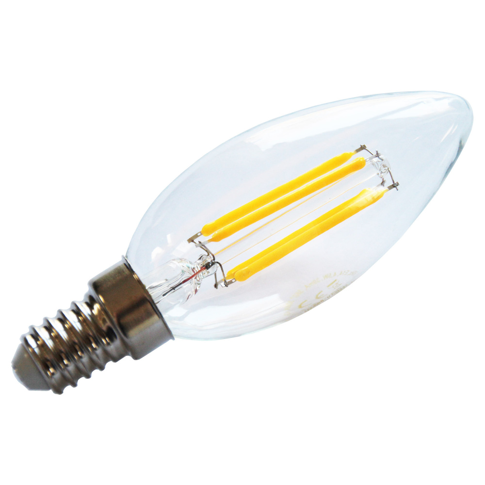 HEITEC 4,5-W-Filament-LED-Kerzenlampe, E14, 420 lm, warmweiß, klar