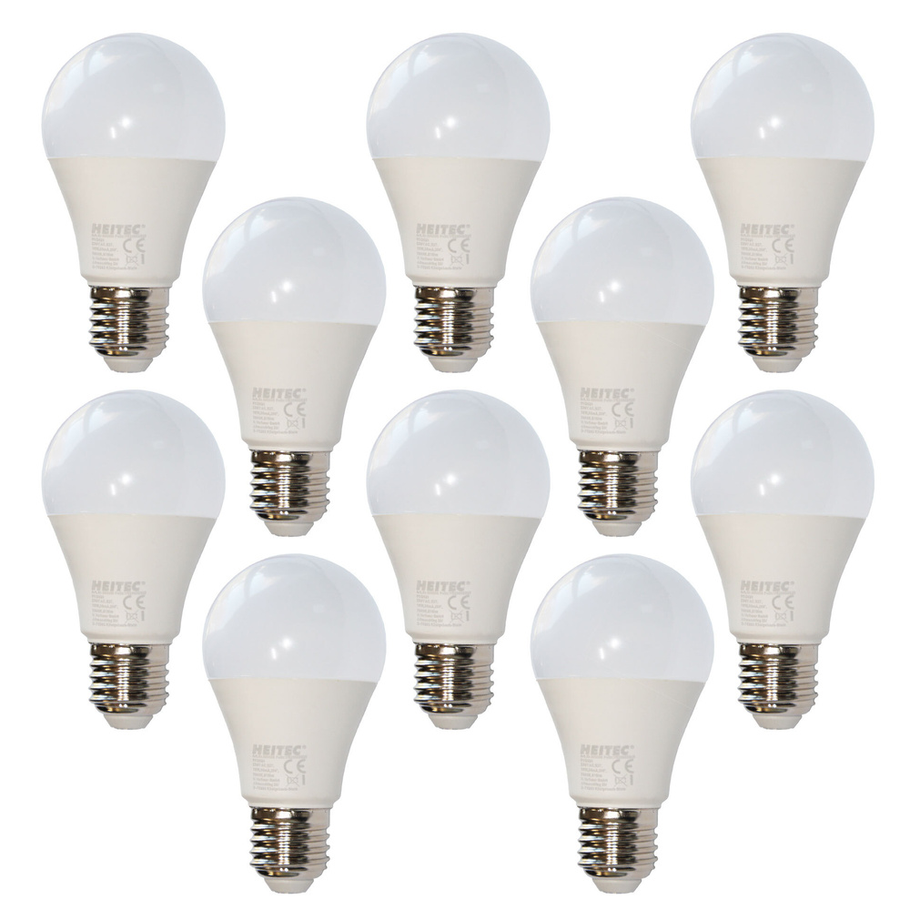 HEITEC 10er-Spar-Set 7-W-LED-Lampe A60, E27, 600 lm, warmweiß, matt