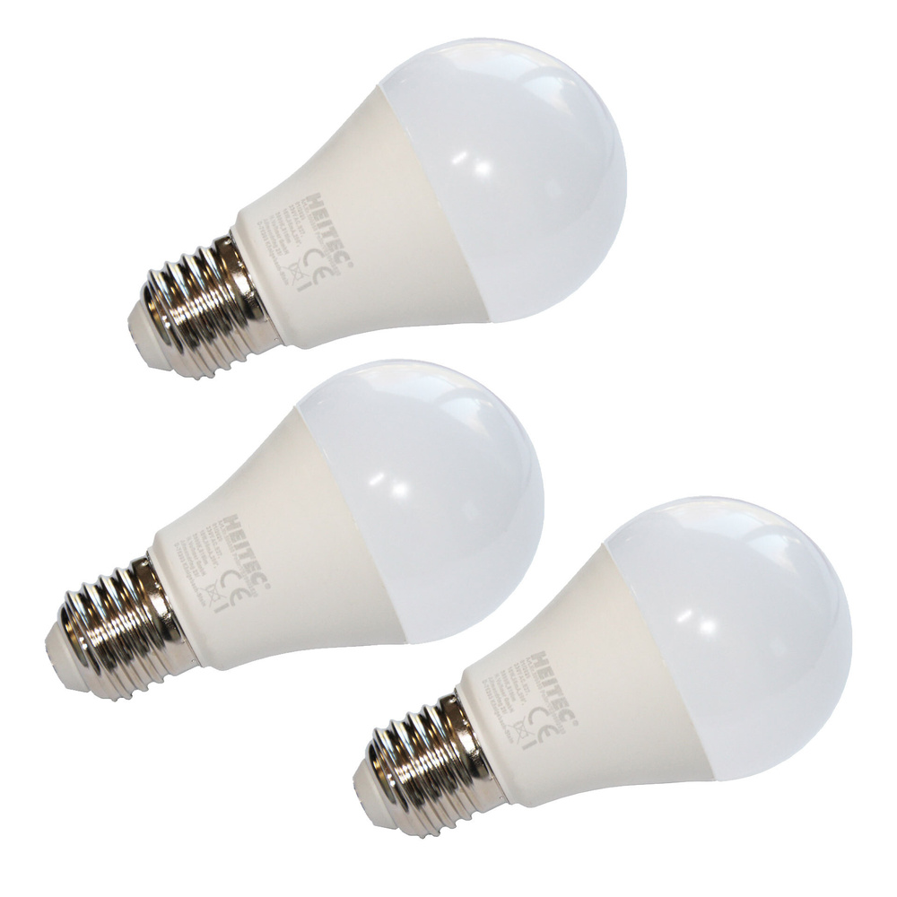 HEITEC 3er-Spar-Set 7-W-LED-Lampe A60, E27, 600 lm, warmweiß, matt