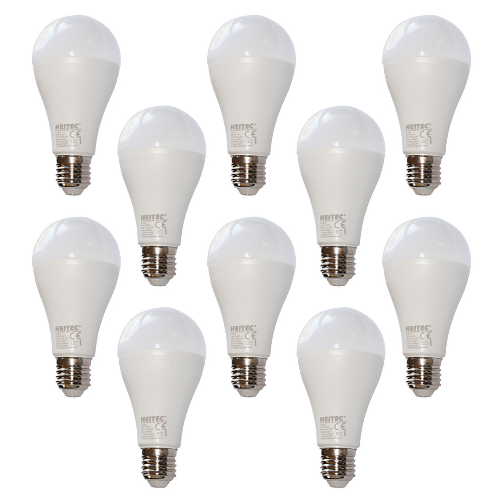 HEITEC 10er-Spar-Set 20-W-LED-Lampe A65, E27, 1800 lm, warmweiß, matt