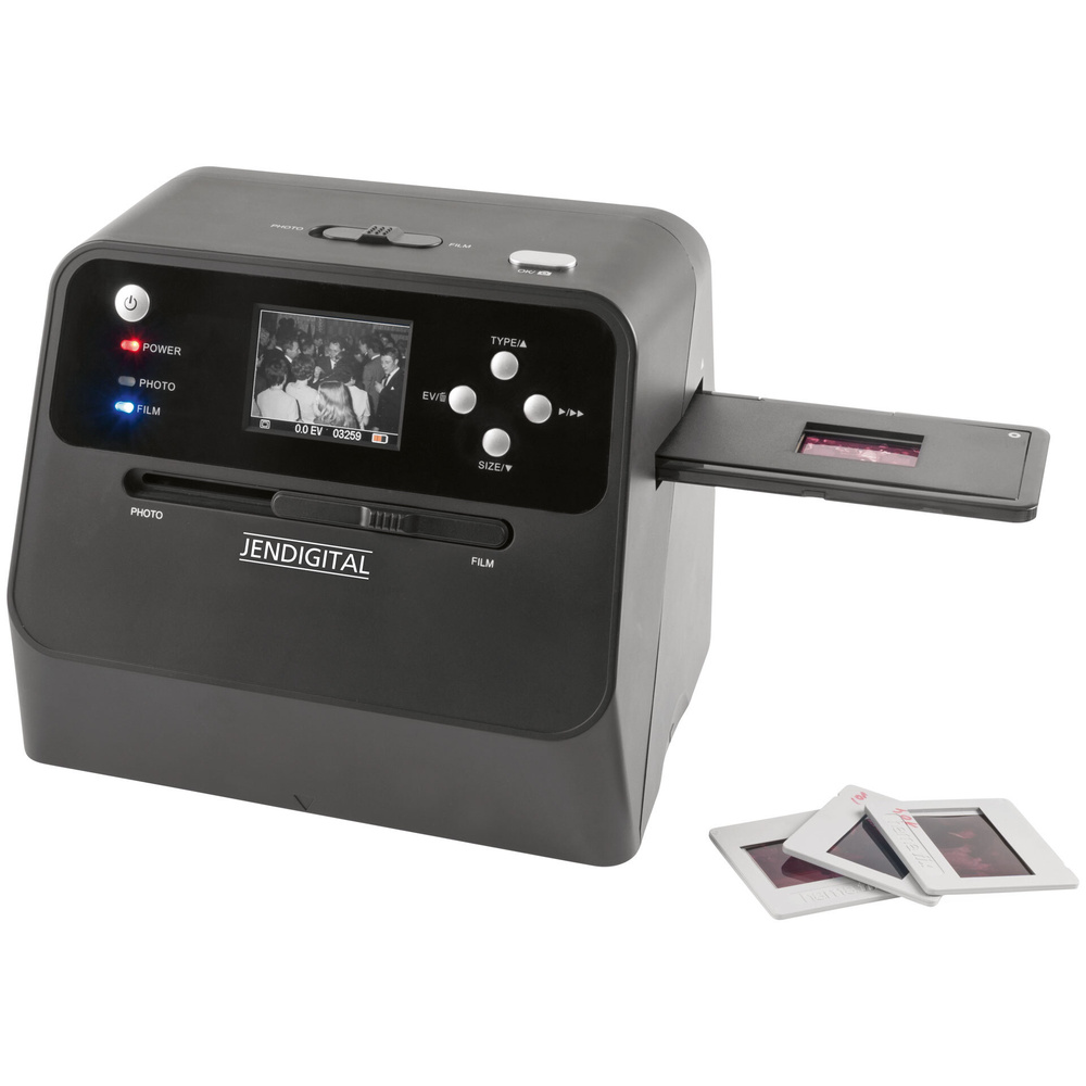 JENDIGITAL 4-in-1-Kombi-Scanner JDS1 - für Fotoalben, Bilder, Dias, Negative, Kontrolldisplay, 14 MP