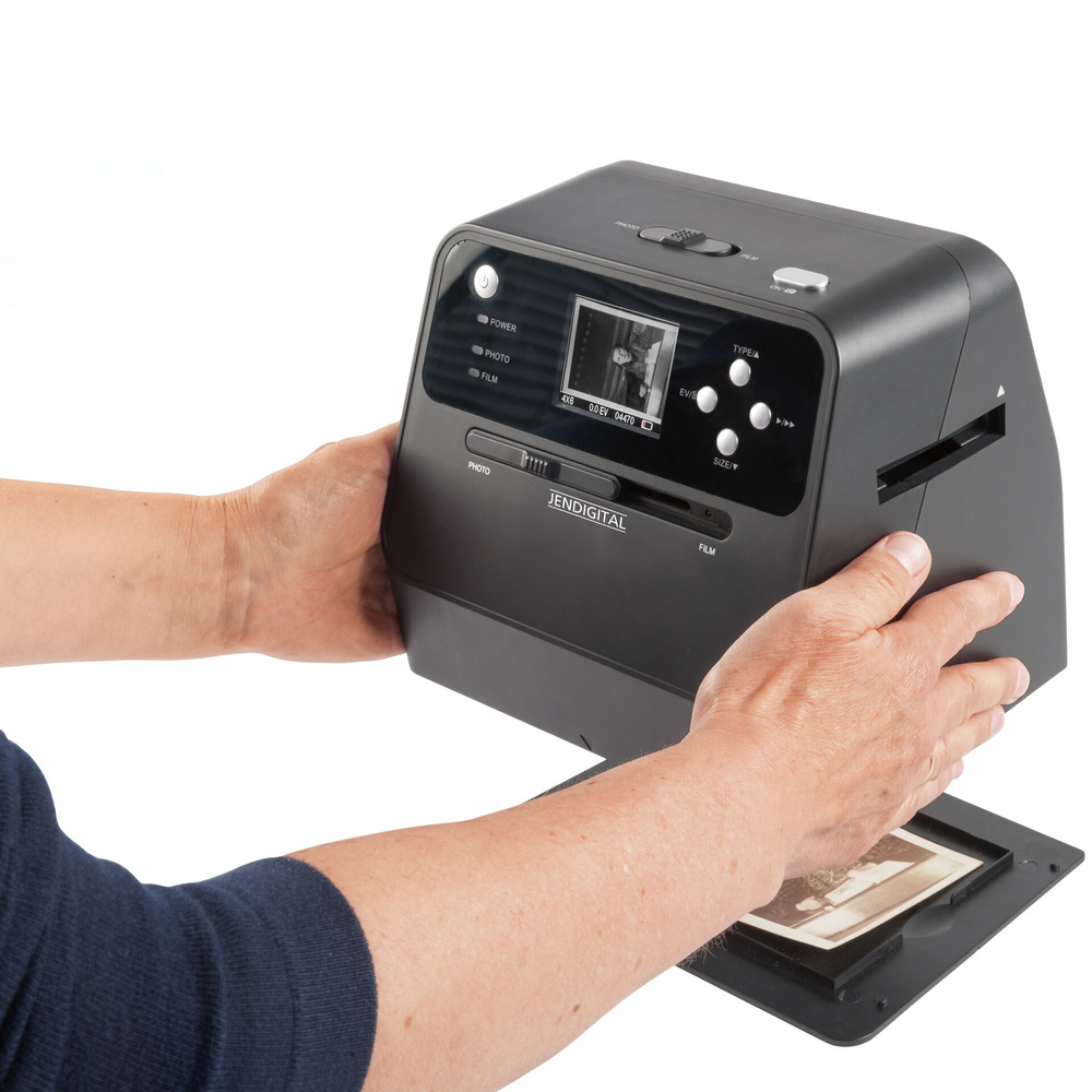 JENDIGITAL 4-in-1-Kombi-Scanner JDS1 - für Fotoalben, Bilder, Dias, Negative, Kontrolldisplay, 14 MP