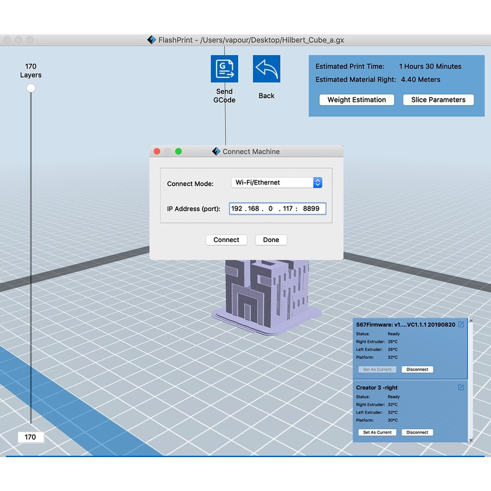 Flashforge FFF-3D-Drucker Adventurer 3, WLAN, LAN, USB, automatische Nivellierung, Echtzeitkamera