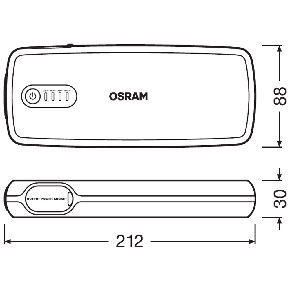 OSRAM Kfz-Starthilfegerät BATTERYstart 400, 12 V, 2000 A, 16.800 mAh, Kfz-Adapter, LiCoO2-Batterie