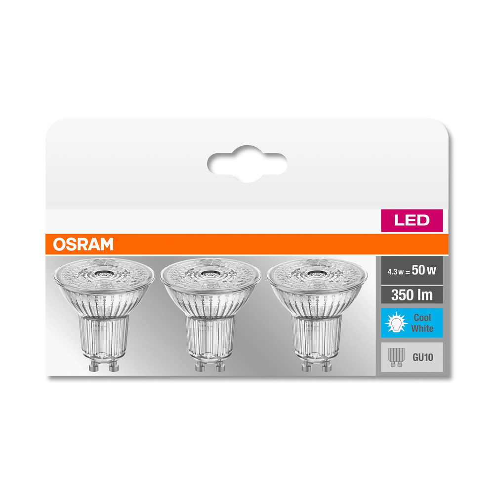 OSRAM 3er-Set 4,3-W-LED-Lampe PAR51, GU10, 350 lm, neutralweiß, 36°
