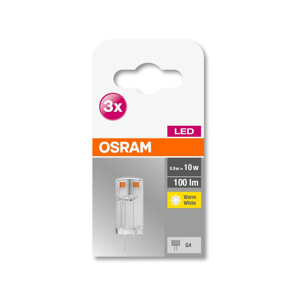 OSRAM 3er-Set 0,9-W-LED-Lampe T12, G4, 100 lm, warmweiß, 12 V