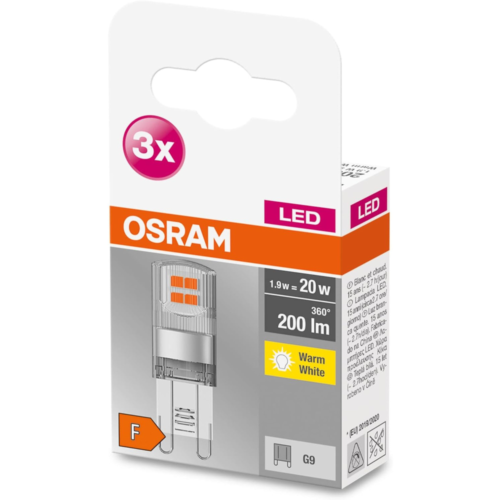 OSRAM 3er-Set 1,9-W-LED-Lampe T15, G9, 200 lm, warmweiß