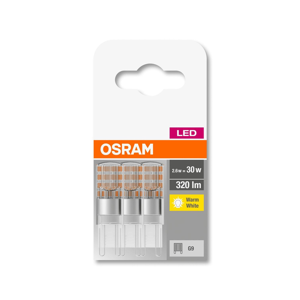 OSRAM 3er-Set 2,6-W-LED-Lampe T15, G9, 320 lm, warmweiß