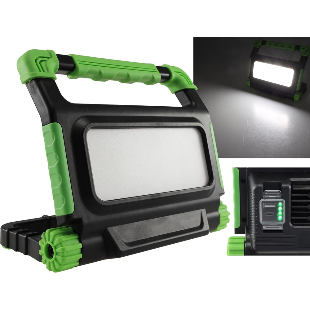 ChiliTec 20-W-Akku-LED-Baustrahler / LED-Fluter BSA-20, neutralweiß, integrierte Powerbank, IP54