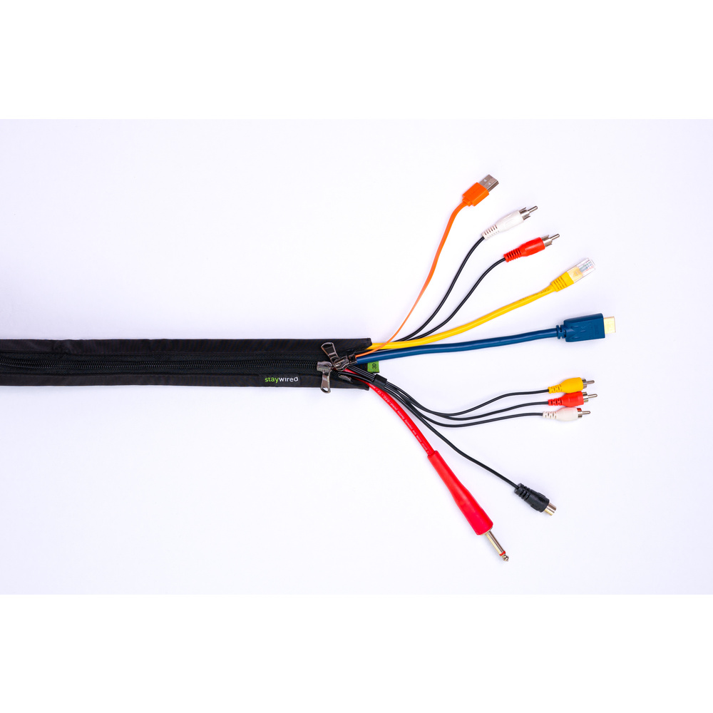 staywired Stoff-Kabelmantel, 80 cm, für bis zu 10 Kabel, doppelter Reißverschluss