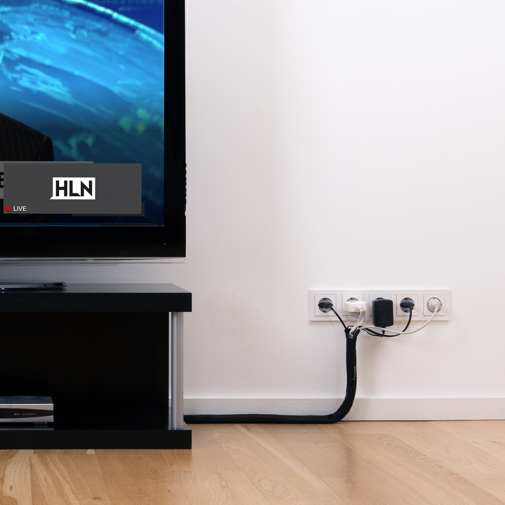 staywired Stoff-Kabelmantel, 80 cm, für bis zu 10 Kabel, doppelter Reißverschluss