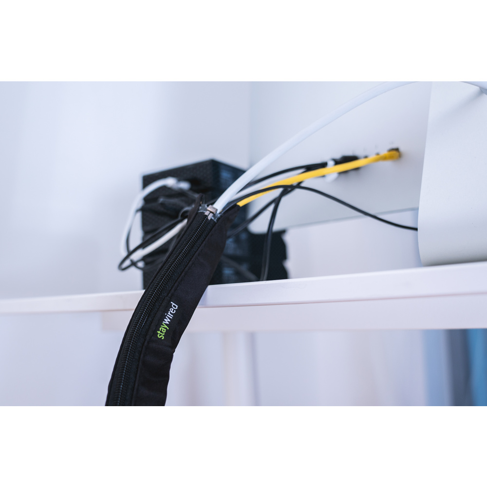 staywired Stoff-Kabelmantel, 80 cm, für bis zu 10 Kabel, doppelter Reißverschluss